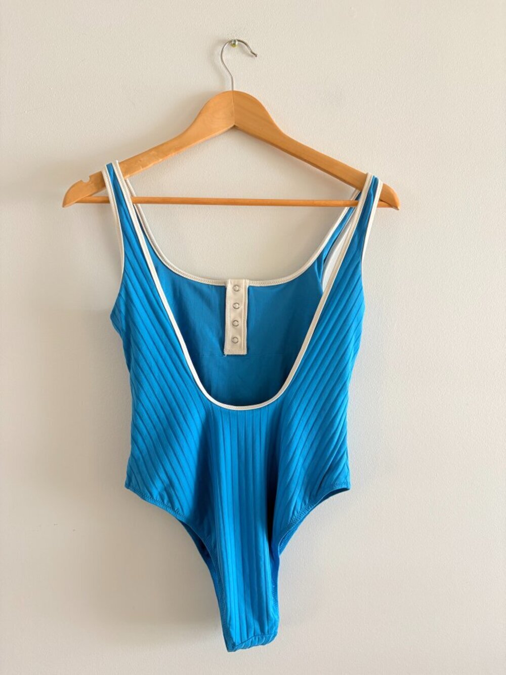 Aerie Wide Rib Henley Cheeky One Piece Swimsuit NWT Blue Size Small - Picture 5 of 7